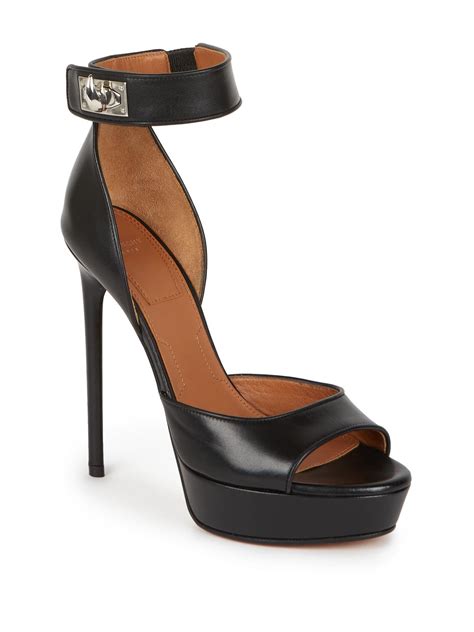 givenchy shark lock platform sandals in black leather|Shark Lock sandals in leather .